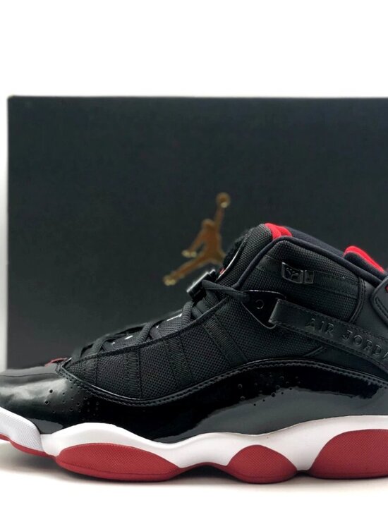 Men NIKE Air Jordan 6 RINGS \'BRED\' Basketball Shoes - Black Red 322992-062 main image 5